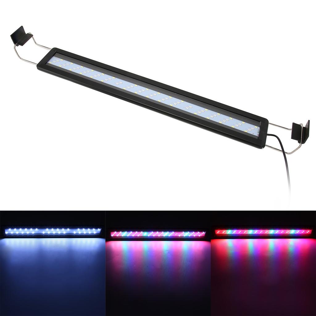 LED Aquarium Light Full Spectrum Slim Heat Dissipation Proof Fish Light with Extendable Brackets Black