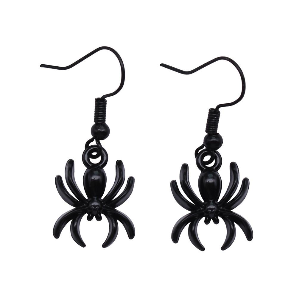 Gothic Spider Charm Dangle Earrings Halloween Horror Arachnid Drop Earrings Dark Punk Goth Jewelry