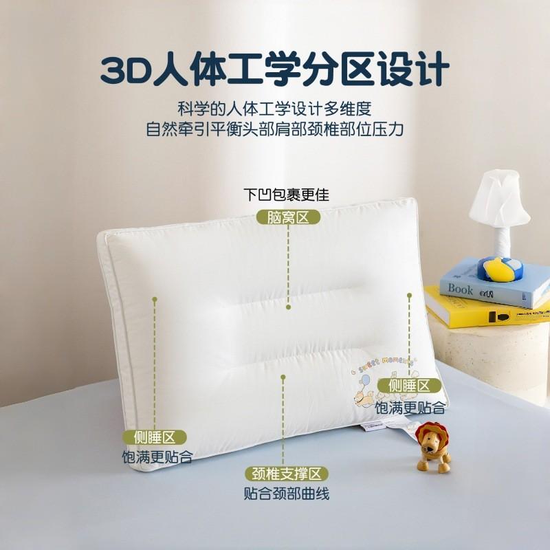 Cotton Cartoon 3D Ergonomic Pillow Kids Students Adults Support Neck Sleep Comfort Home Bedding