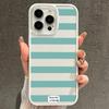 Minimalist Plain Mint Green Horizontal Stripe Silicone Case For Iphone 12 15 Plus 11 13 17 14 16 Pro Max Clean Simple Back Cover