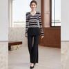 Bailuyu Women's Striped V-neck Flared Sleeve T-shirt