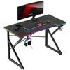 Bureau Gaming - HUZARO - Hero 1.7 RGB - Éclairage LED 366 Modes - Support Casque - Porte-gobelet
