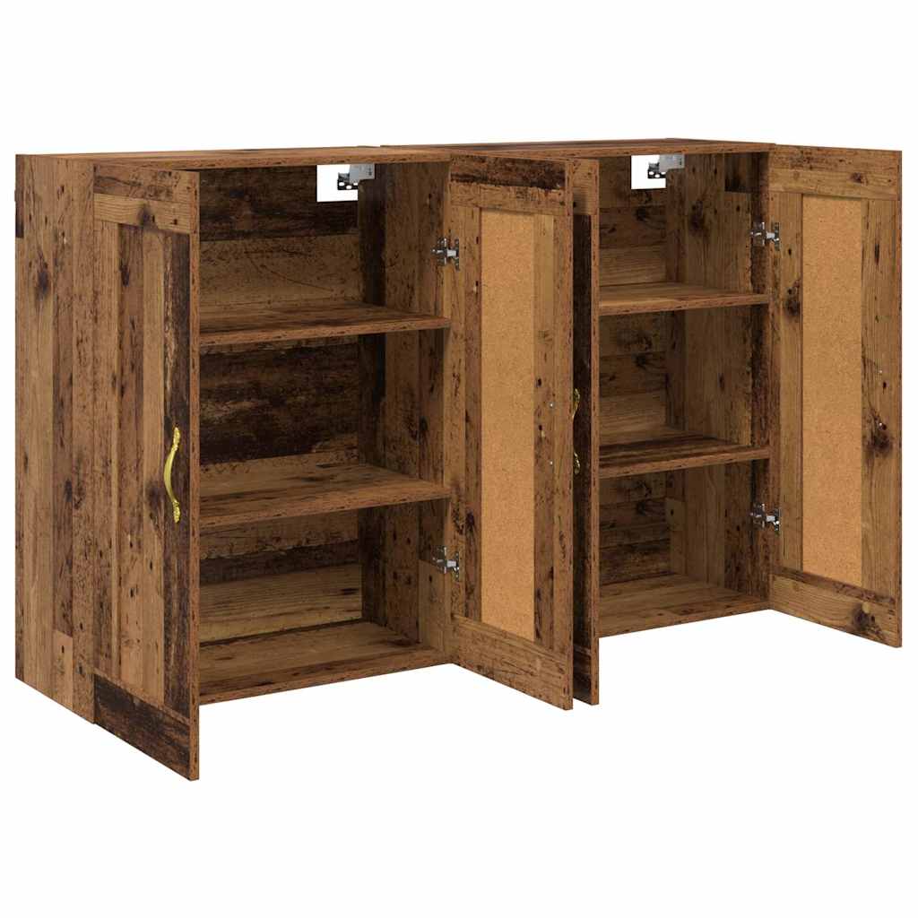 Wall Mounted Cabinet 2 pcs Reclaimed Wood Look 69.5 x 34 x 90 cm