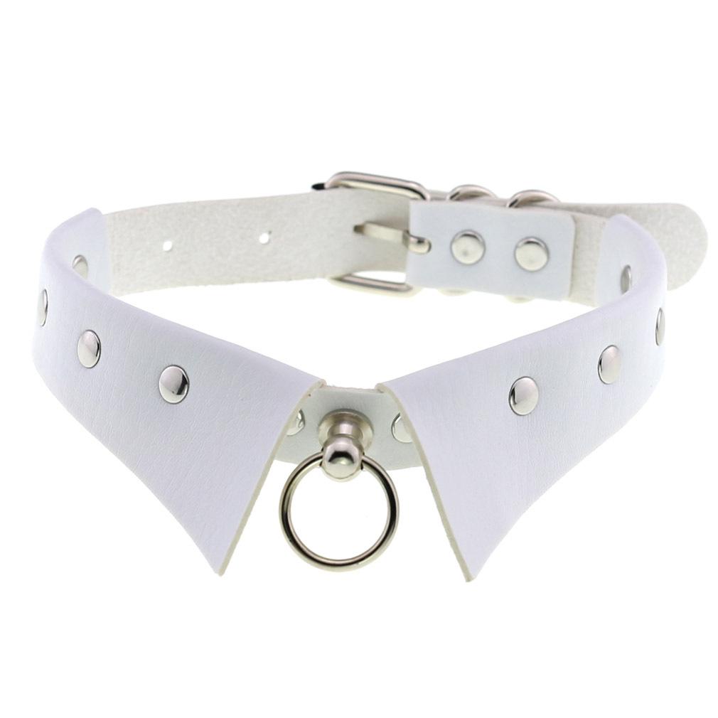 European & American Punk Gothic Leather Collar Necklace with Simple Fashion Ring