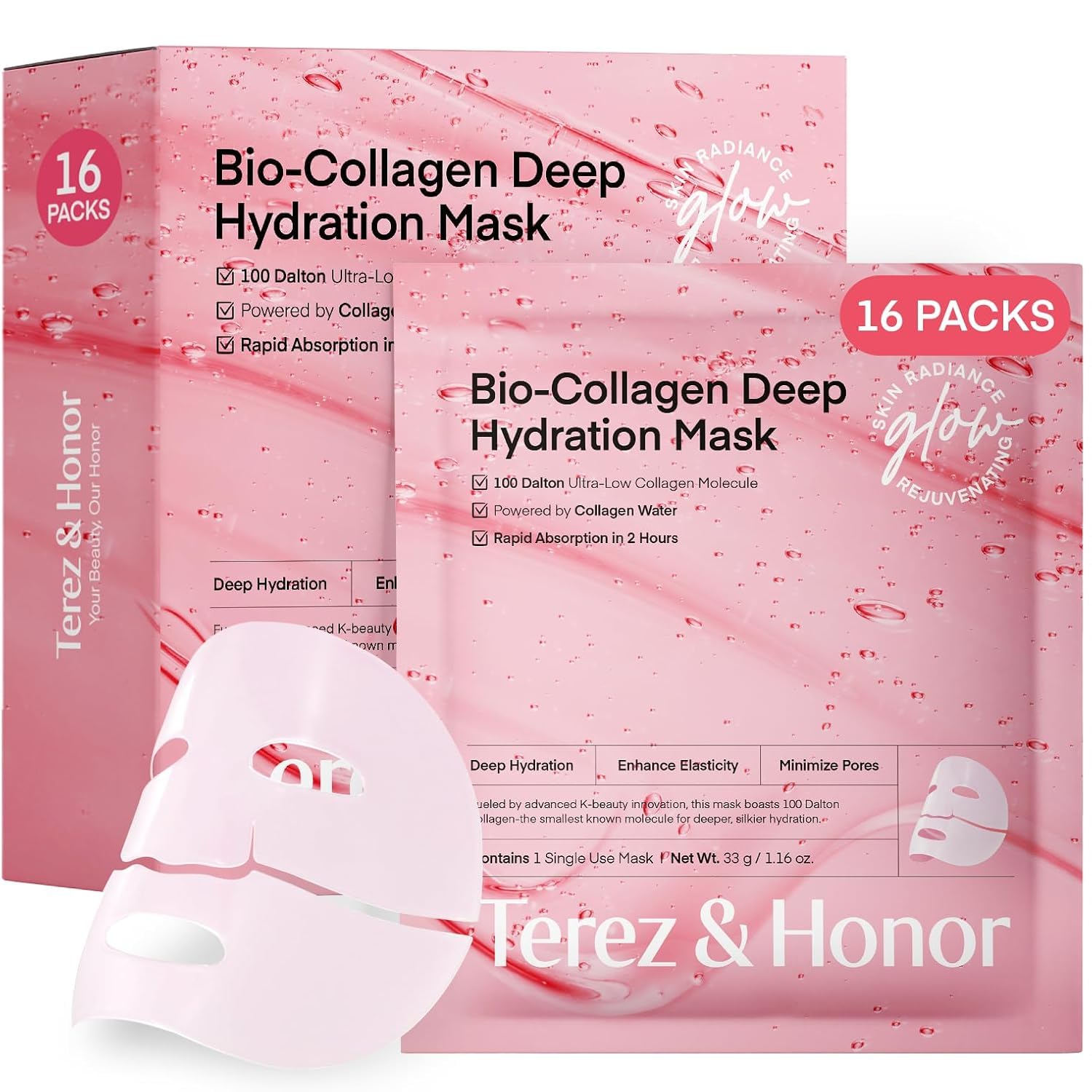 

Terez & Honor Face Pack Sleeping Mask, Collagen Pack Gel Mask, Moisturizing, Firming, Radiance, Hydrogel, Elasticity, Pore Care, Skincare, Night