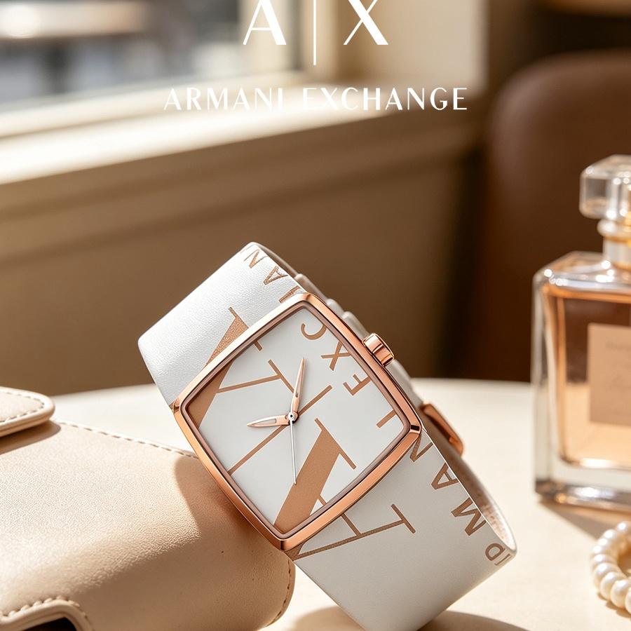 ARMANI EXCHANGE Wall Women's Quartz Watch White Dial Genuine Leather Strap 40mm AX6009