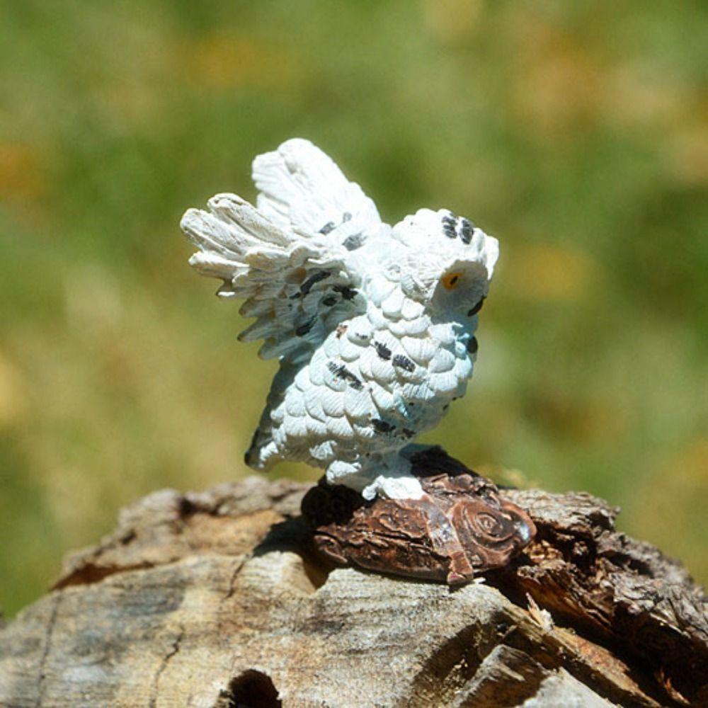 Fairy Garden Mini Owl Figurine Resin Simulation Birds Gift Mini Sculptures Decor