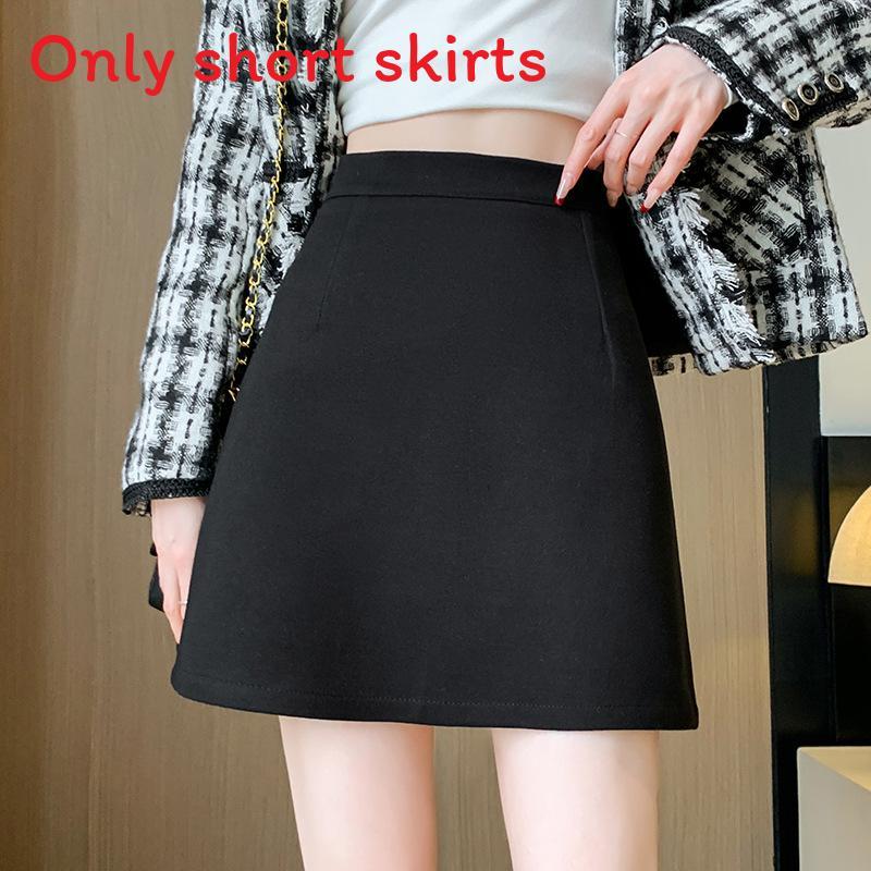 Solid Color Blend High Waist Pencil Skirt With Zipper For Women Autumn Winter