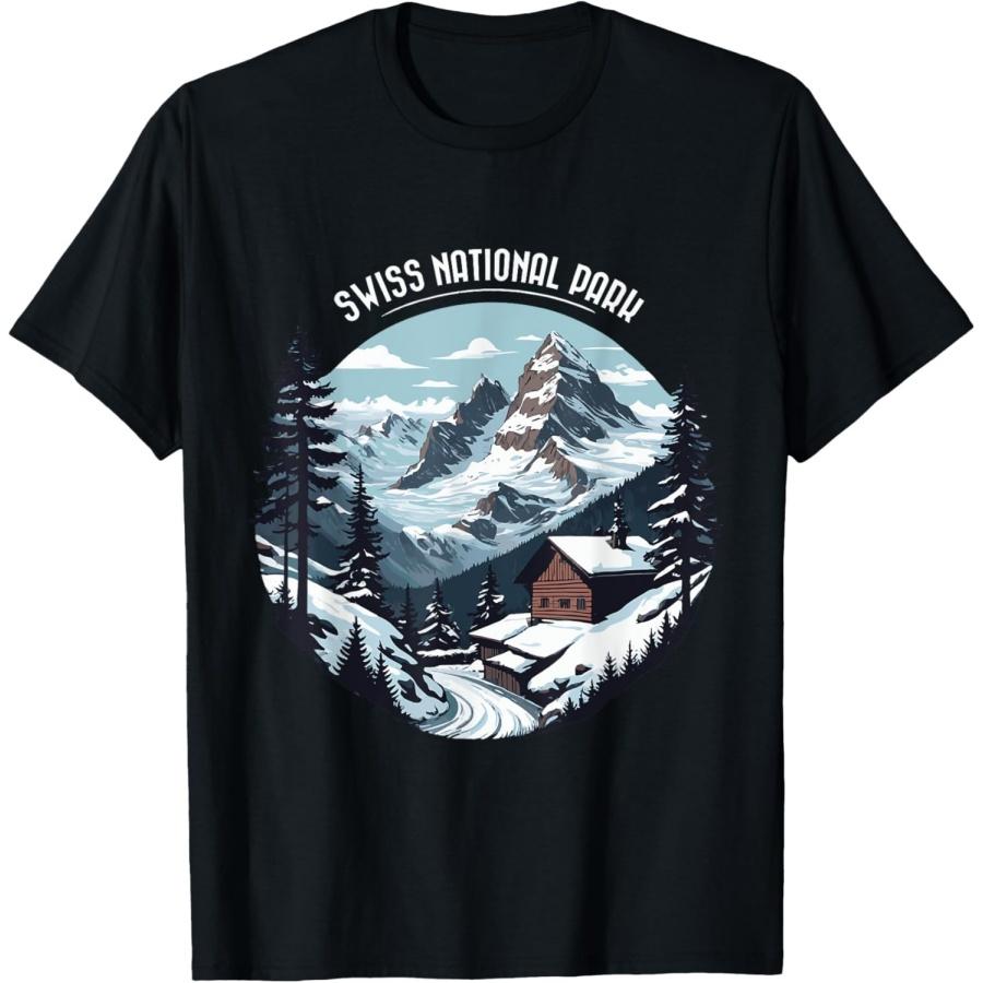 Snow Mountain Hiking Swiss National Park Snowy Switzerland T-Shirt S