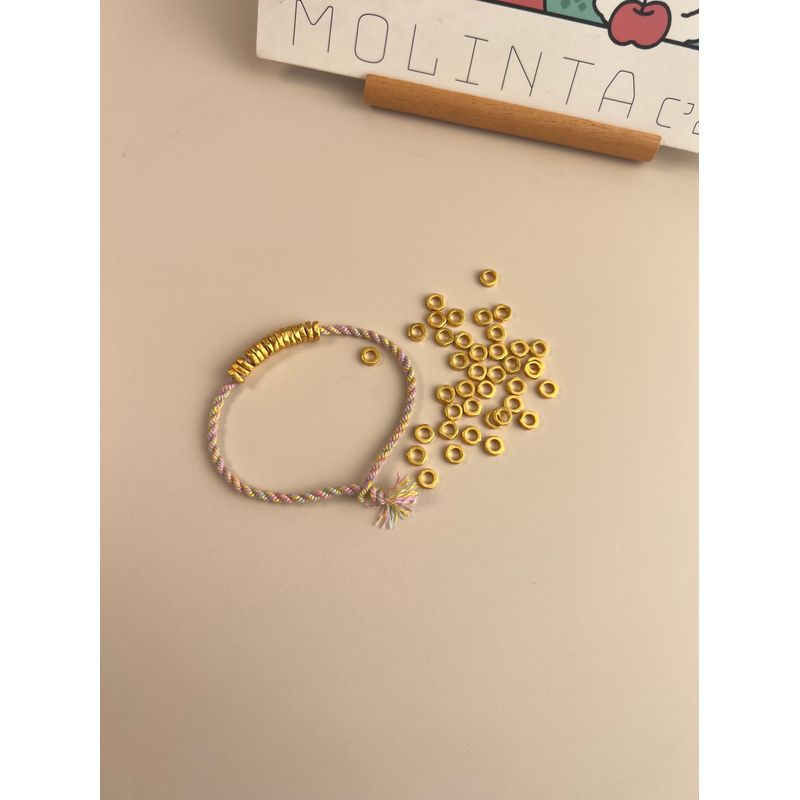 Cone Pattern Golden Circle Meteorite Flexible Ring Winding Carrying Strap Tibetan Hand-Woven Colorful Ropes Beaded Bracelet Girlfriend Gift Bracelet