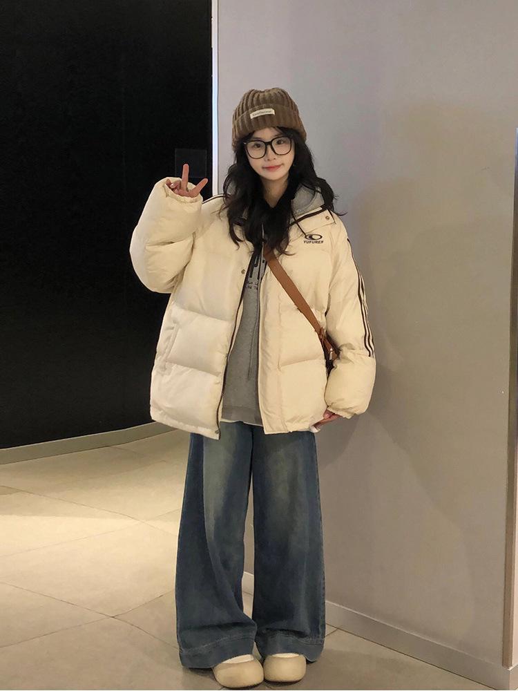 Women's 2025 Striped Stand Collar Winter Cotton Jacket