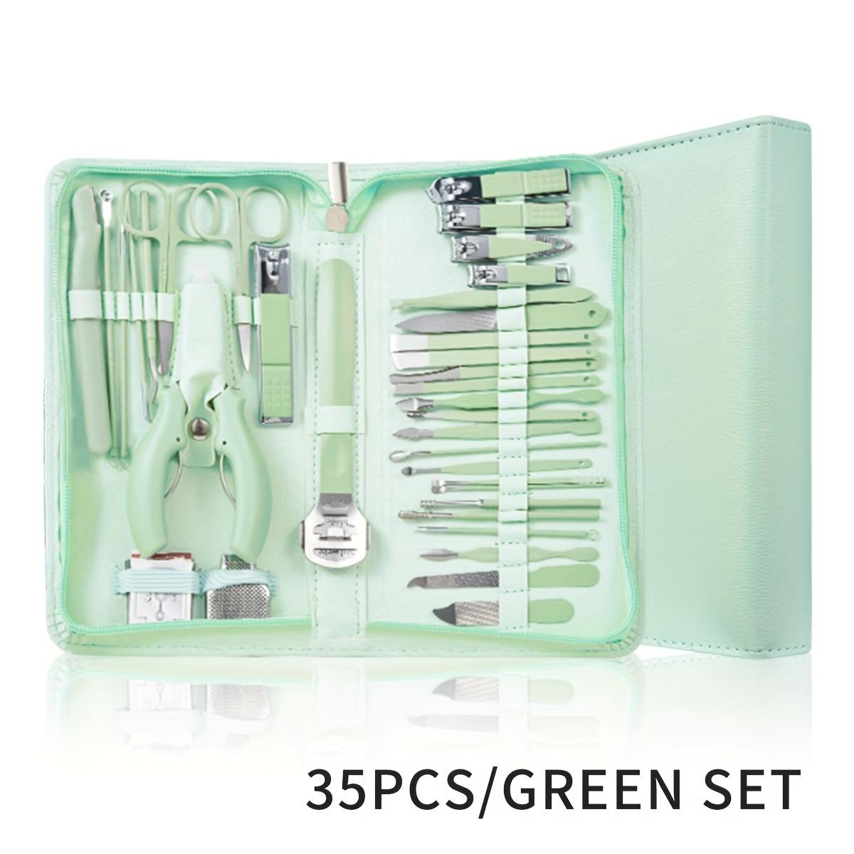 

7//22/35 предметов Зеленый маникюрный педикюр многоцелевой набор, набор для ухода за ногтями на ногах, маникюрный набор педикюрных инструментов 35pcs
