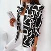 BITCED Chaqueta pequeña con estampado de cremallera y manga larga con volantes para mujer de otoño e invierno