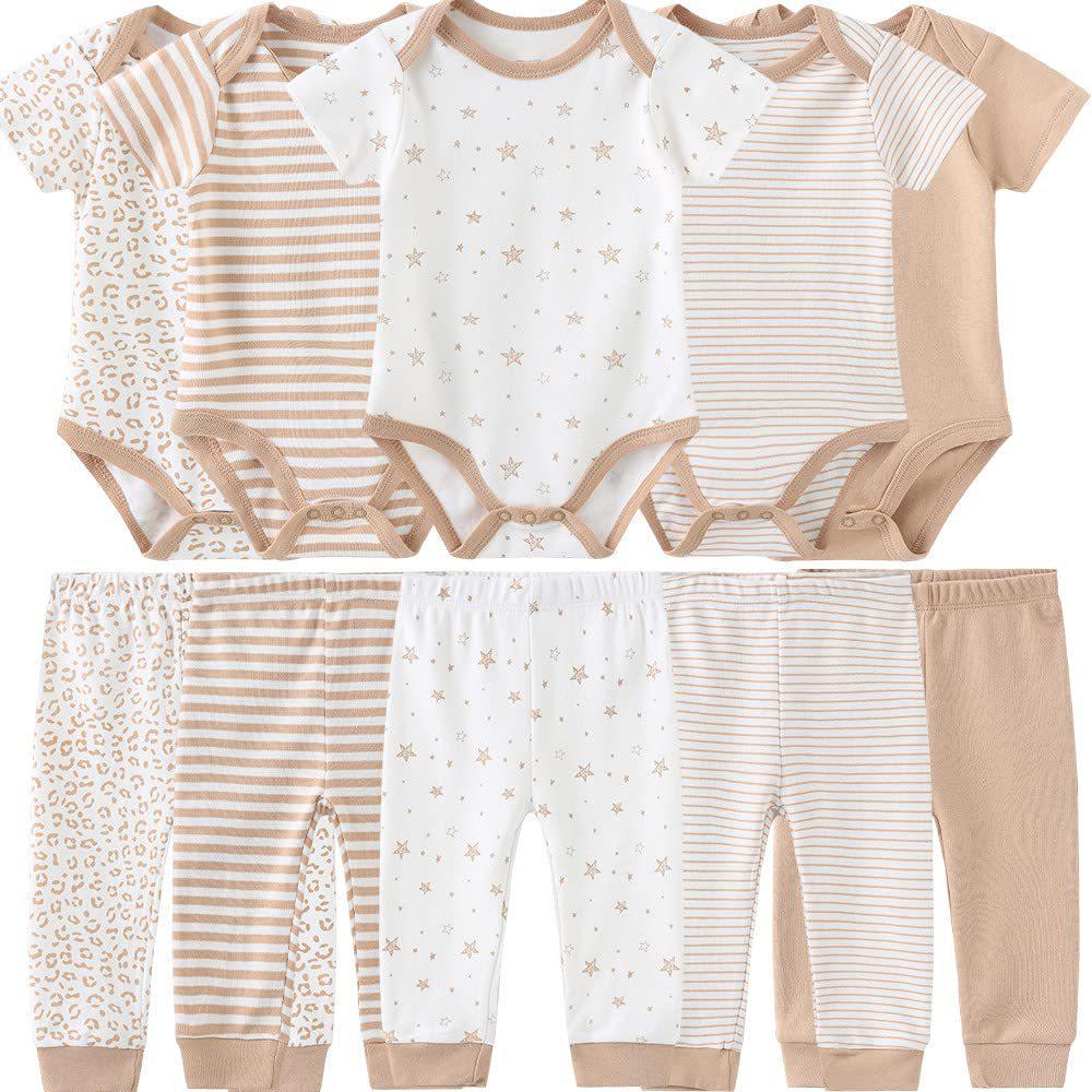 

Class A Newborn Pure Cotton Tagless Bodysuit Set (10-Piece) - Airy, Cross-Border Baby Jumpsuit Size 3 Months