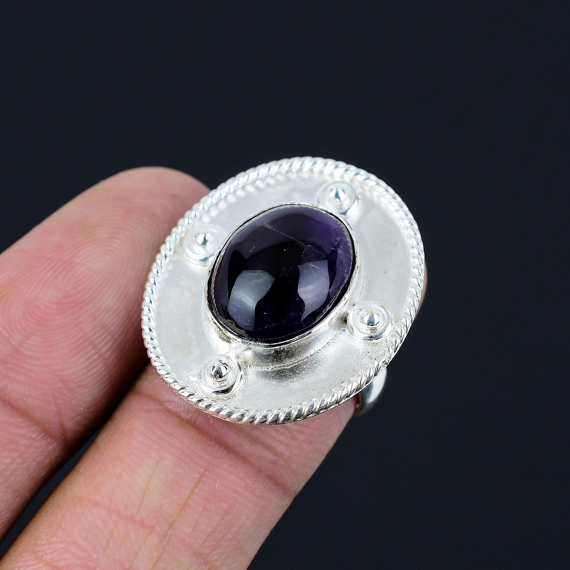 Halloween Sale 925 Sterling Silver Star Amethyst Stone Wife Solitaire Ring US 7 7