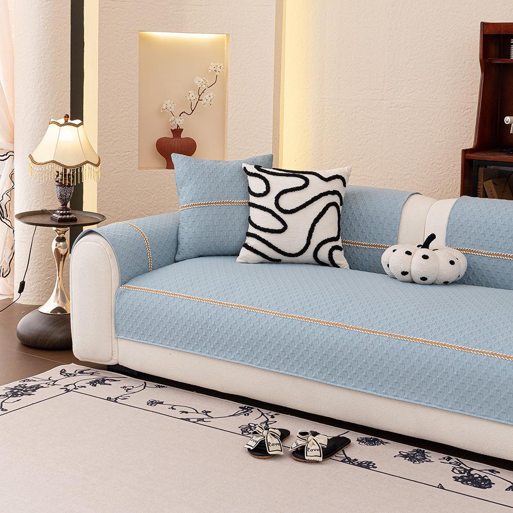 Cool Knitted Summer Sofa Cushion  New Simple Non-Slip Solid Color Seat Cushion Fabric Sofa Cover Cloth Cover Towel
