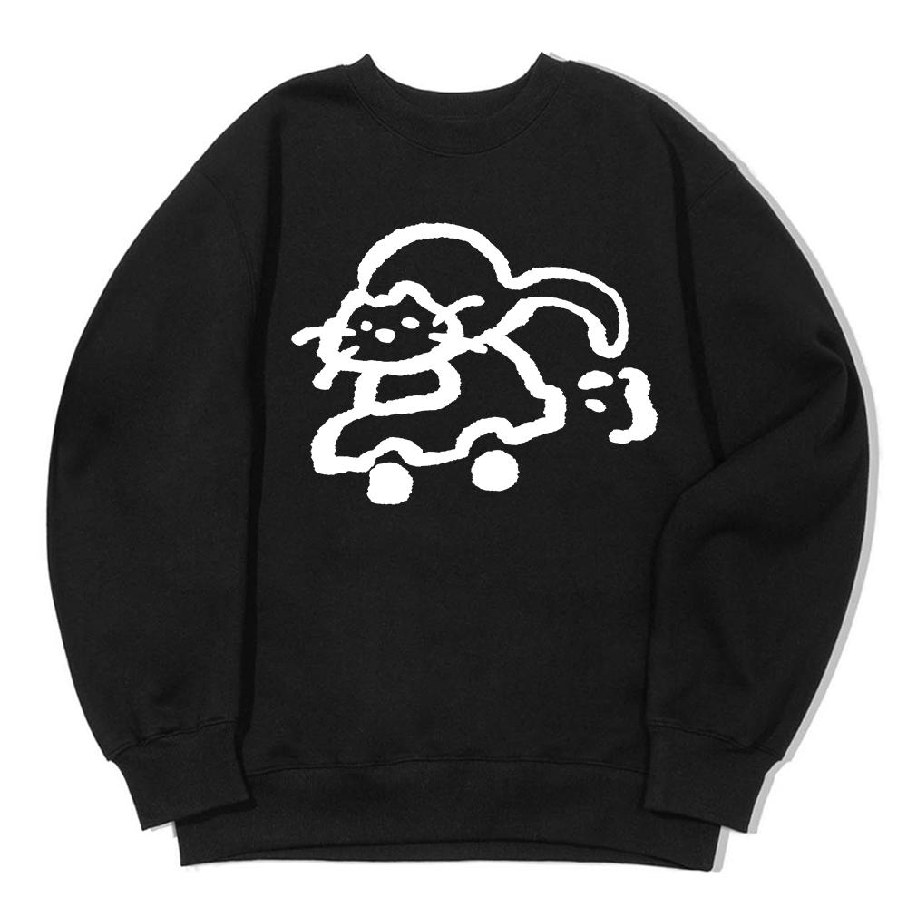 AWESOMEUS Cute Cat On The Small Car Sweat Shirts_3 Color