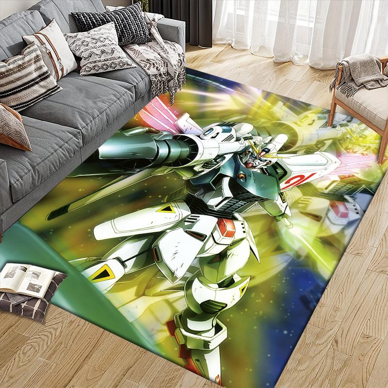 Mobile Suit Gundam Mecha Squad Square Area Rug, Non-Slip Floor Mat for Bedroom, Perfect Gift for Gundam Fans.chl
