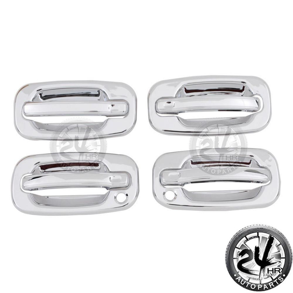 Triple Chrome ABS 4 Door Handle Cover W/ PSG KH Kit 00-06 For GMC