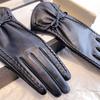Womens Winter Leather Gloves Bowknot Sheepskin Touchscreen Warm Windproof Driving