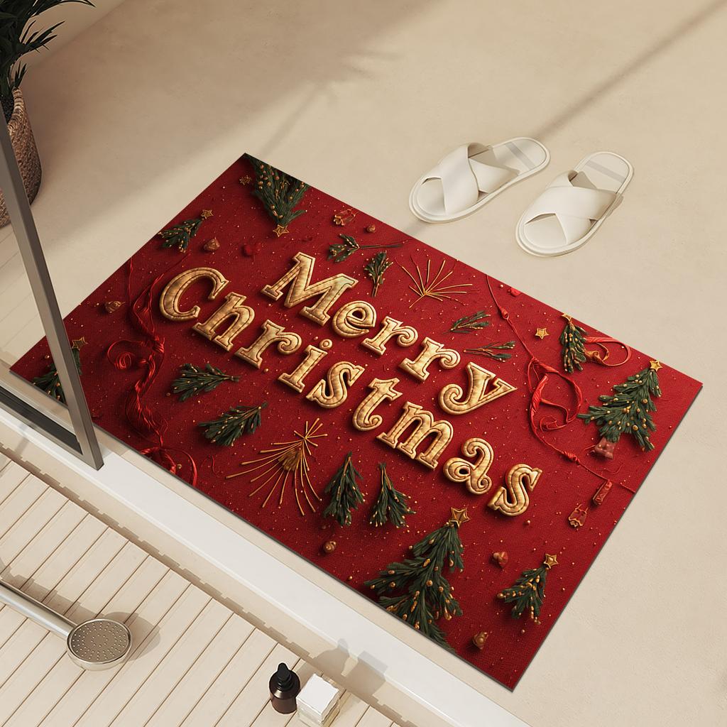 Christmas Door Mat Entrance Outdoor Floor Foot Mats Front Doormat Room Rugs Hallway Bath Carpet Washable