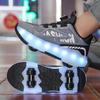 Letní Heelys Dívčí Síťované Prodyšné Kolečkové Brusle Studentky Čtyřkolečkové Dobíjecí LED Sportovní Brusle Chlapci Svítící Sportovní Boty