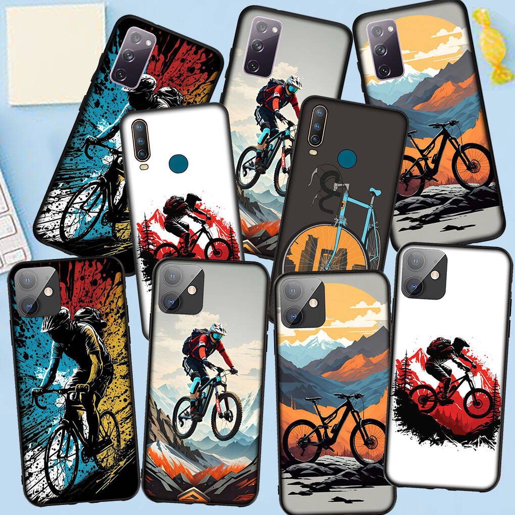 Phone Case for Samsung Galaxy S25 S23 S22 S24 Ultra FE A05 A06 A15 A16 A36 A37 A35 A54 A55 A56 A57 A25 A26 A53 Wallpaper Mountain Bike Cycling Cover