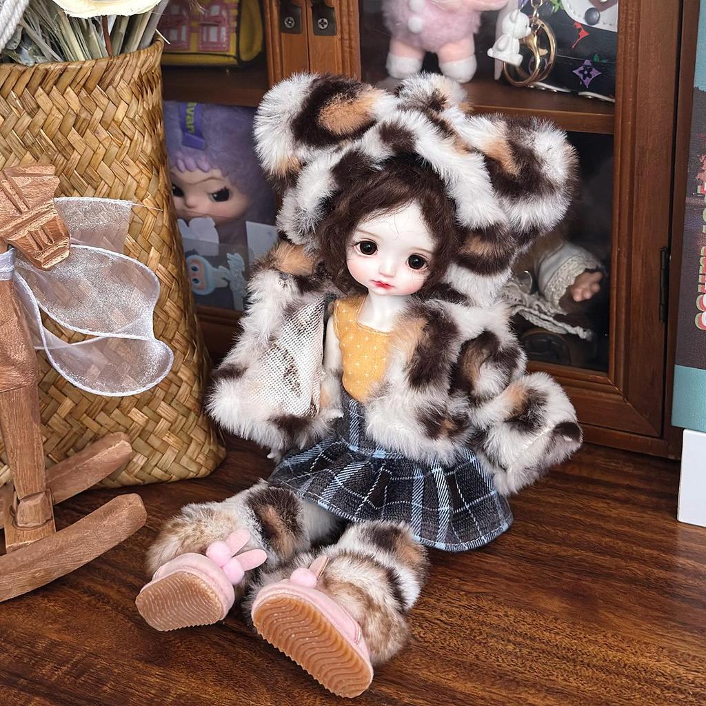 1/6 BJD Doll Trench Coat & Dress Set for 30cm Chubby Body Dolls - Coraline Dress-Up Outfit