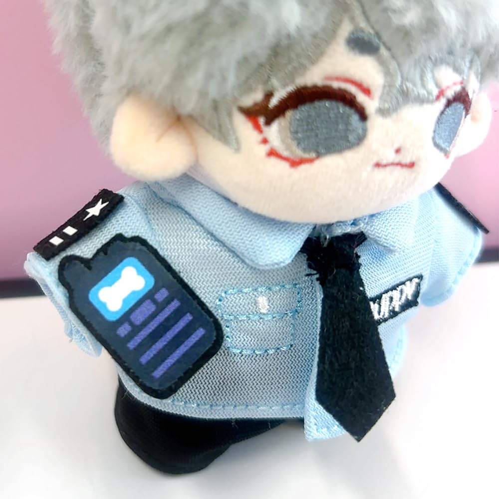 Shirt, tie, hat, pants, and walkie-talkie set [Police] for 10cm plush toy, kigurumi, accessories, otaku activities, doll, mascot, kpopdoll costume