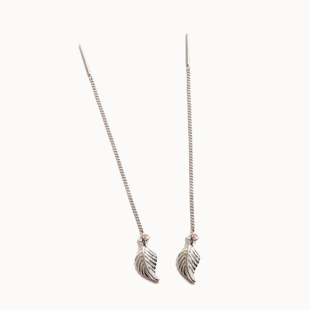 J.Lauren 01M03235 Leaf Long Chain Silver Earrings