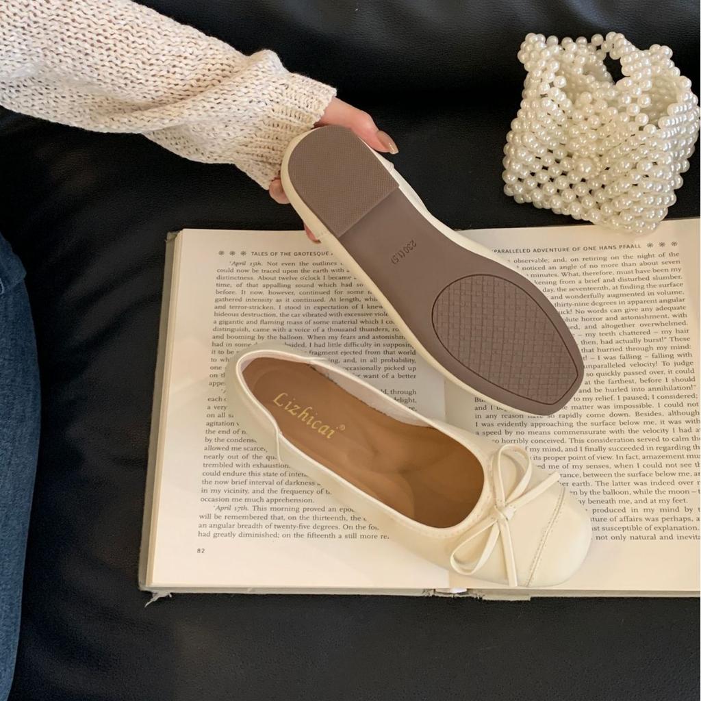 2025 New Round Head Bow Soft Sole Shallow Mouth Flat Bottom Doudou Pregnant Women's Single Shoes