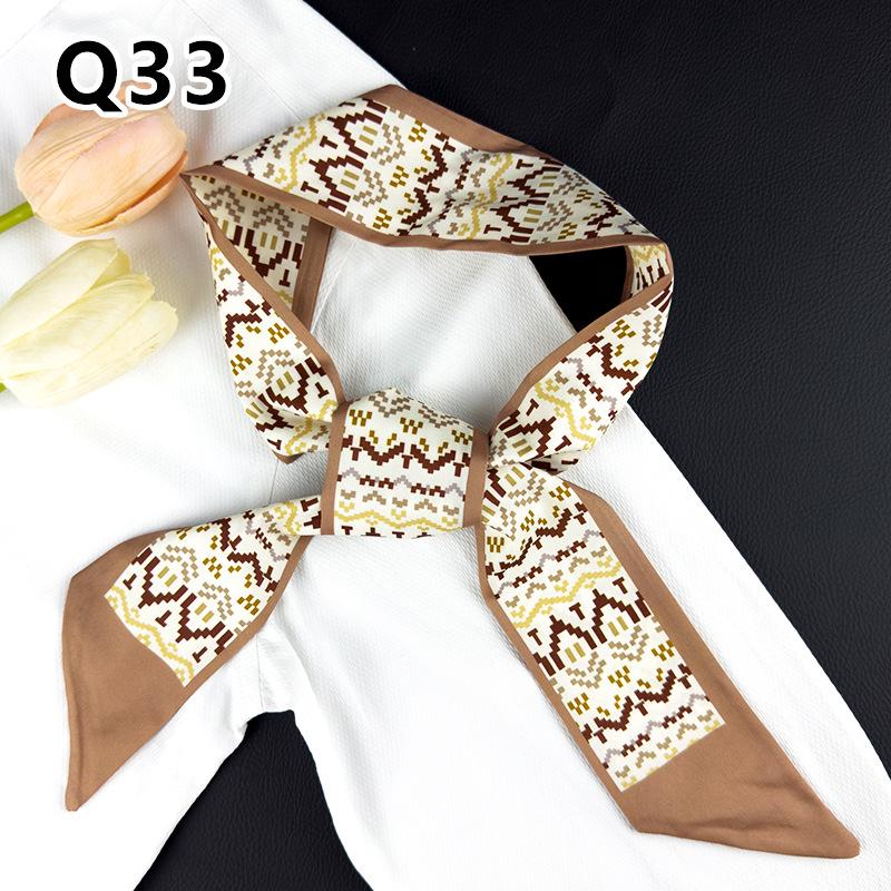 New Long Versatile Silk Scarf Tied Hair Band Bow Letter Floral Streamer Tied Bag Gift Small Silk Scarf