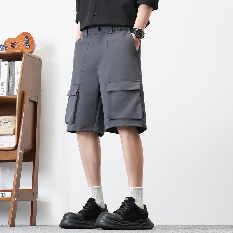 Summer Men's Casual Trousers Loose Japanese Multi Pocket Pants Workwear Five Quarter Pants Fashionable Suit Shorts
