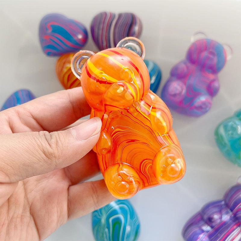 Flow Pattern Little Bear Squeeze Stress-Relief Sticky Love Soft Maltose Egg Venting Ball Slow Rebound Toy Holiday Gift
