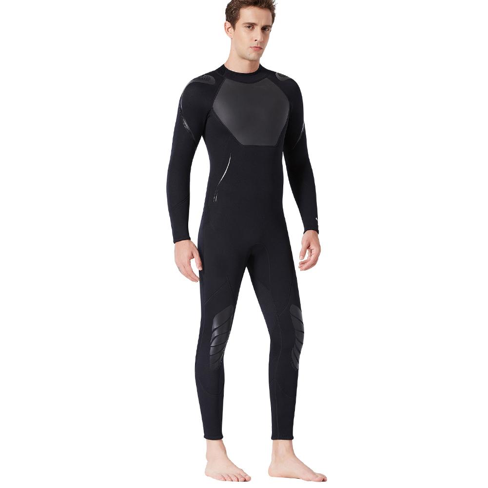 WS-19491 3mm Men Women One Piece Neoprene Nylon   Sleeve Wetsuit Swim Diving Suit(Man Black M)