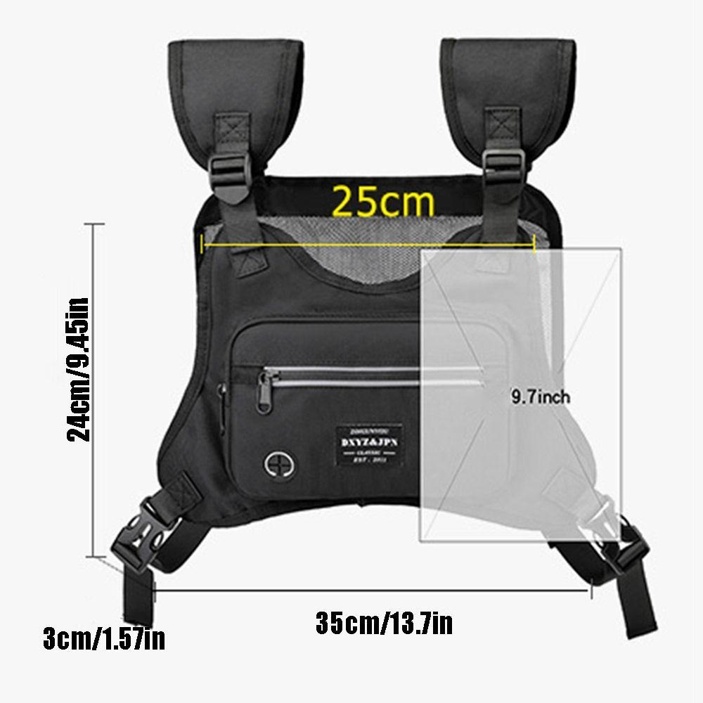 Durable Reflective Running Vest Bag Streetwear Breathable Hip Hop Vest Bag Large Capacity Casual Front Chest Pack Unisex