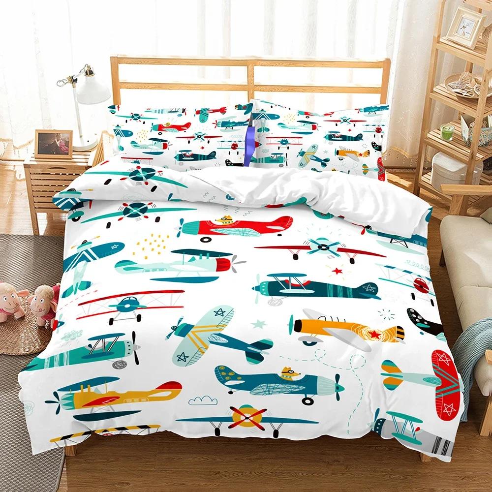 Carton Robot Comfortable Quilt Cover +pilowcases Children Kids Bedrom Soft Duvet Cover Sets Twin Ful Quen Warm Comforter Cover Fairy Tale World Sky