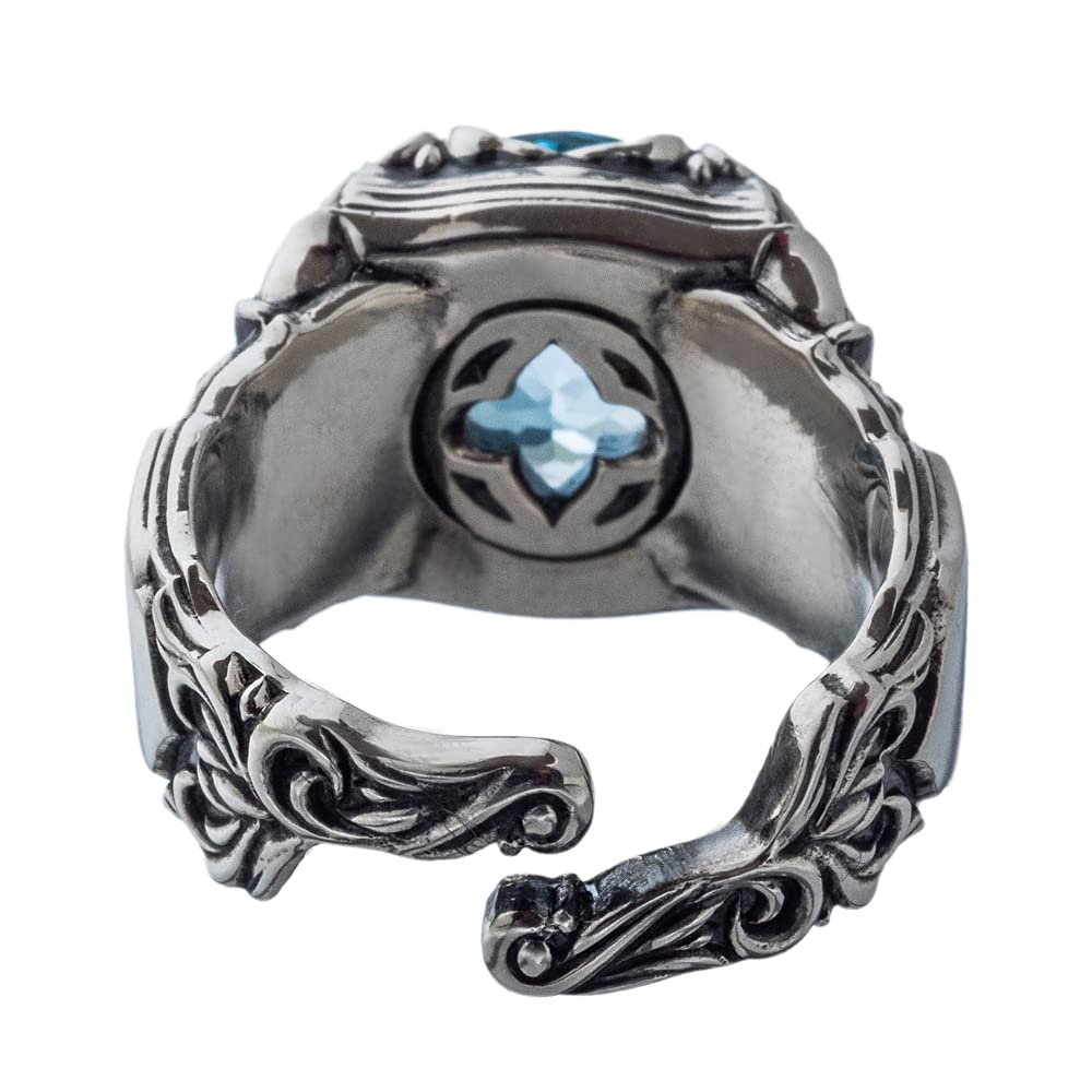 Artemis Classic Poseidon Silver Ring Silver Accessories for Men and Brand Silver 925 Silver Ring with Blue Topaz Ring, ACR0292, Women, Jewelry, Ring,
