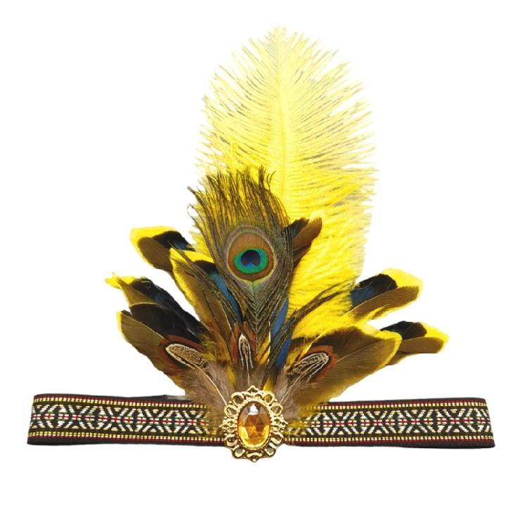 Indian Costume Hairband for Carnivals Party Festival Props Feathered Hairband Indian Hairhoop Cosplay Headwear