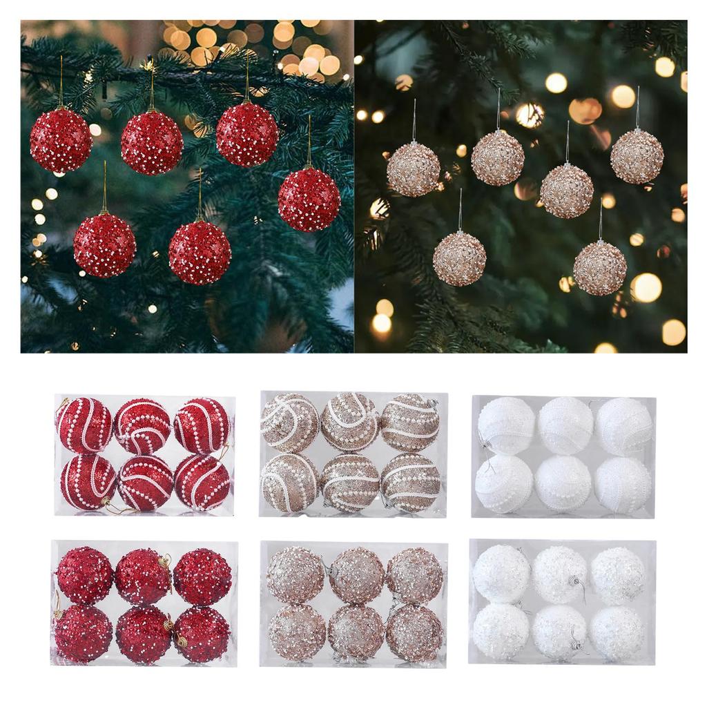 6x Christmas Balls Christmas Tree Decorations with Hanging Rope Hanging Ornaments for Engagements Wedding