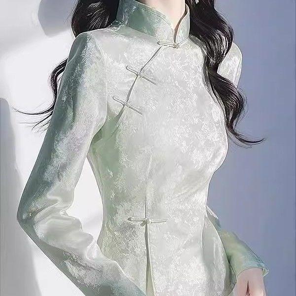 2025 Early Spring Purple Satin Women’s Cheongsam Top with Frog Buttons: Modern Chinese High-End Style