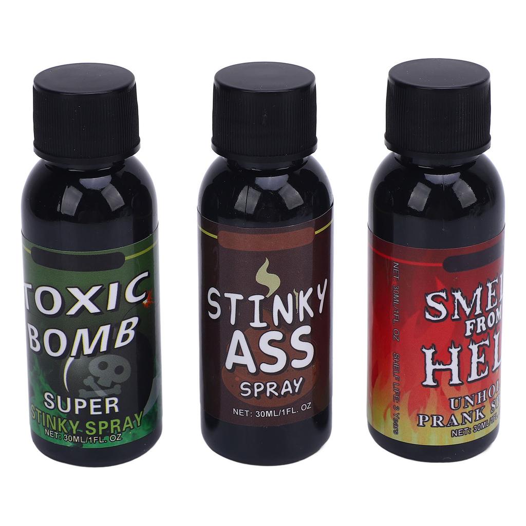 3 adet 30ml Osuruk Spreyi Şaka Kompakt Taşınabilir Koku Spreyi Komik Koku Eğlence Bombası Partiler ve Etkinlikler için