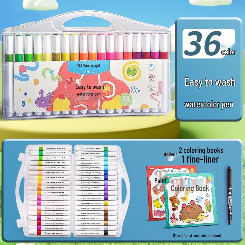 24-Color Washable Triangular Watercolor Pen Set for Kids