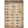 Metal Fishing Lures Tin Sign Rectangular Iron Painting Wall Home Decor Garage Wall Art Themed Room Accent Fishing Decor Rect
