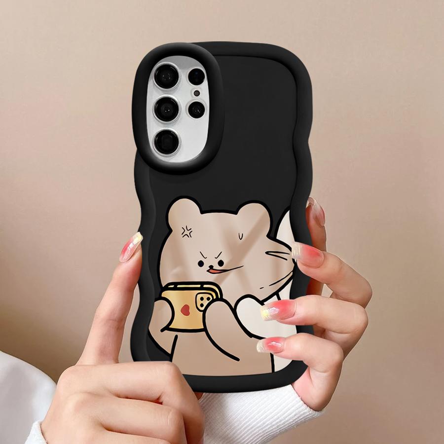 Custodia per Samsung Galaxy S22 Ultra S20 FE S21 S23 Plus A26 A25 S24 S25 con Coniglietti che Mordono Orso, Cover Morbida per Telefono A36 A35 A24 A54