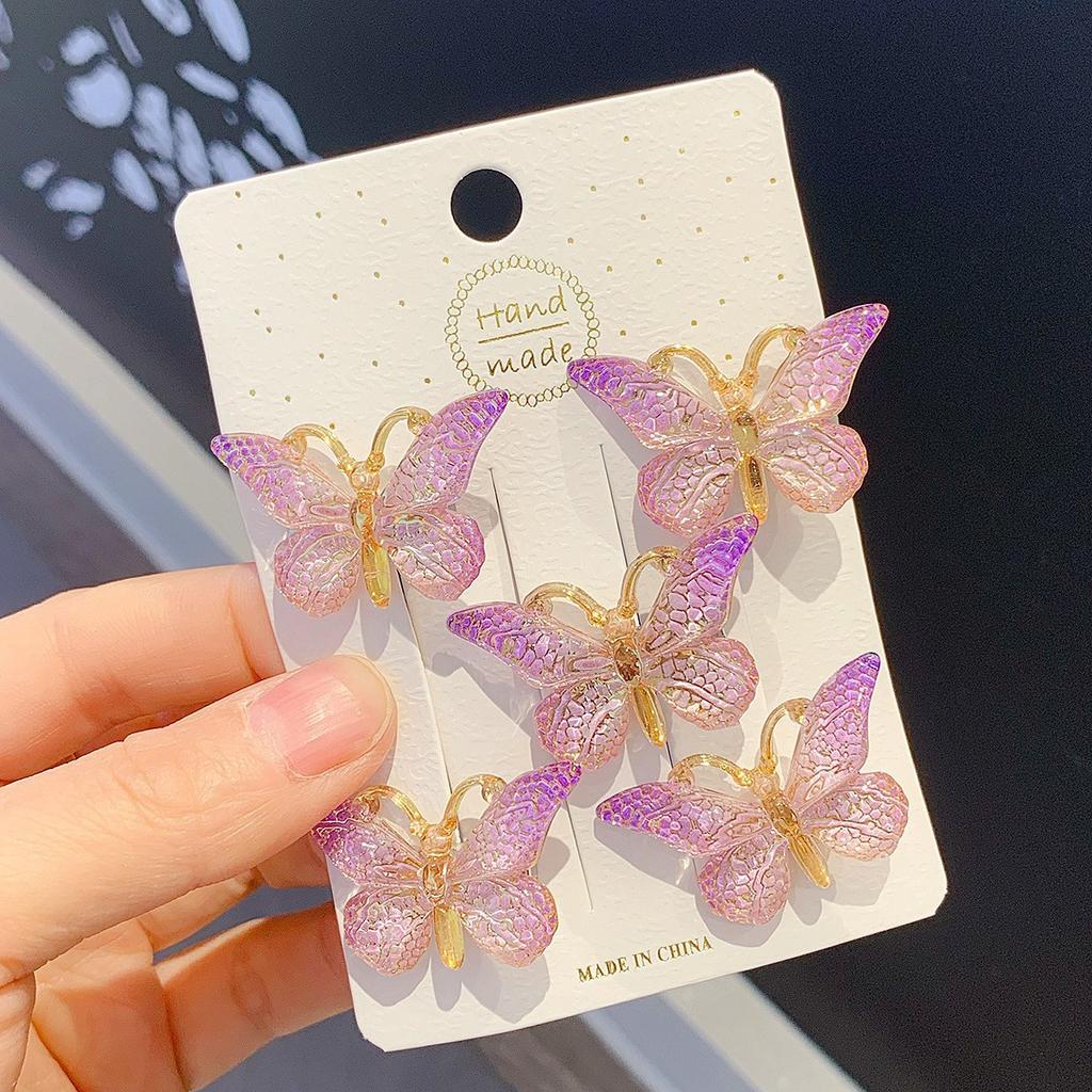 5PCS Colorful Gradient Three-Dimensional Butterfly Hair Clip, Sweet And Fairy Girl Headband, Cute Girl Heart Hair Clip