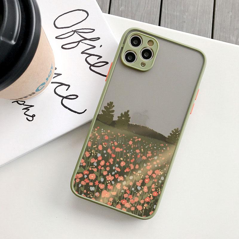Field Flower Scenery Phone Case For iphone 7 8 Plus SE2 16 15 11 12 13 Pro Max 12 13 Mini 14 Plus X XR XS Shockproof Cover Funda