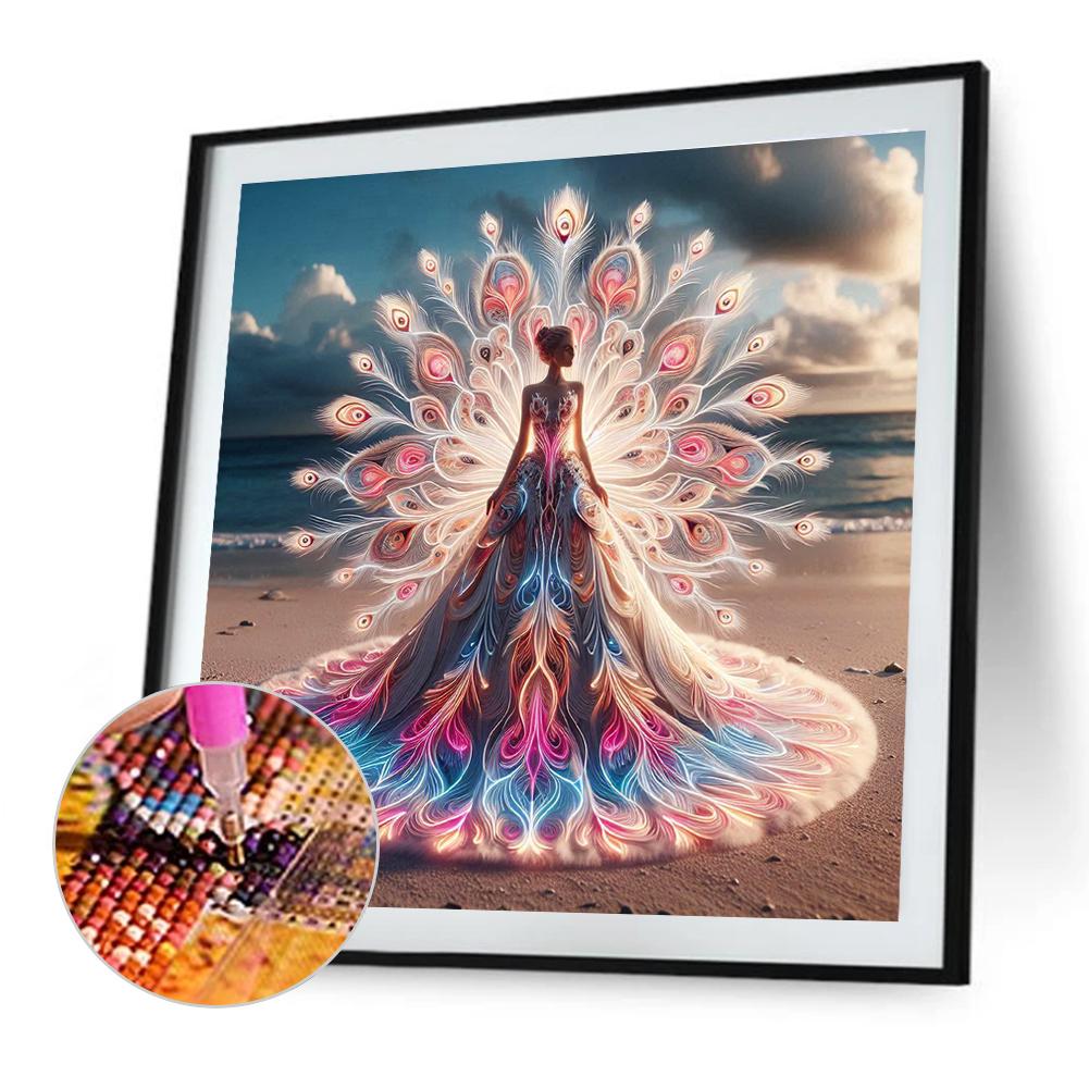 5D Gör-det-själv helrund borr diamantmålning Girl Kit Heminredning Konsthantverk 40x40cm