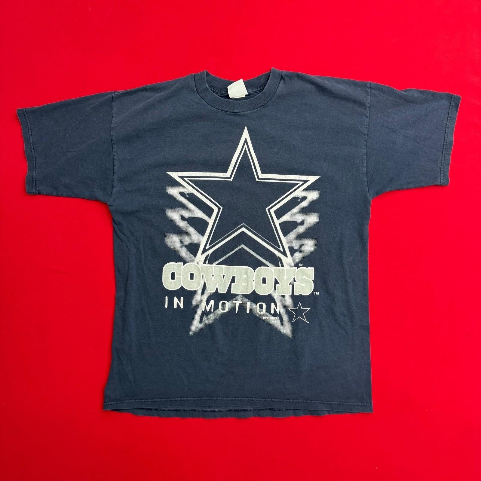 VTG 90s Dallas Cowboys In Motion T-Shirt XL Navy Blue College Concepts NFL Tee L