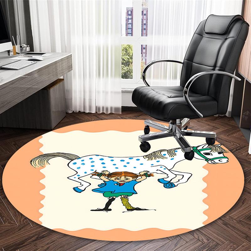 1pc Pippi Longstocking1 Print Round Carpet Chair Round Carpet Suitable for Bedroom Living Room Home Decorative Carpet